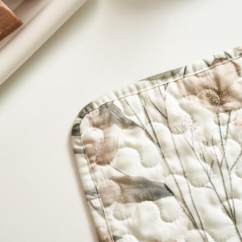 DaDalogy Quilted Placemats Set of 4 - Washable Floral Cloth Table Mats