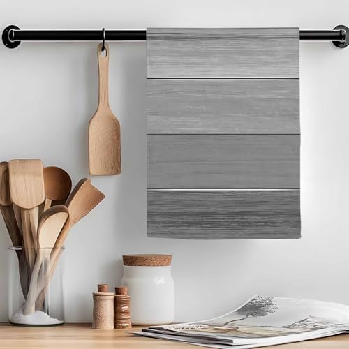 Kitchen Towels Dish Cloths 4 Pack 18x28in,Country Gray Ombre Stripe