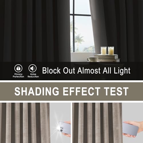 Vision Home Mocha Tan Velvet Pinch Pleated Blackout Curtains 40Wx120L