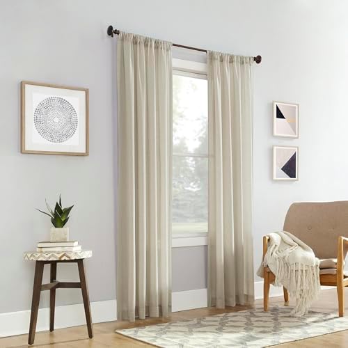 No. 918 Amalfi Linen Blend Semi-Sheer Rod Pocket Curtain Panel, Ivory