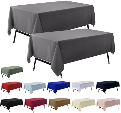 2-Pack 60x84 inch Grey Table Cloths, Solid Stain and Wrinkle Resistant