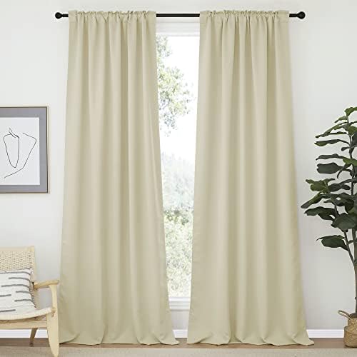 NICETOWN Room Darkening Curtains for Living Room, Rod Pocket & Back