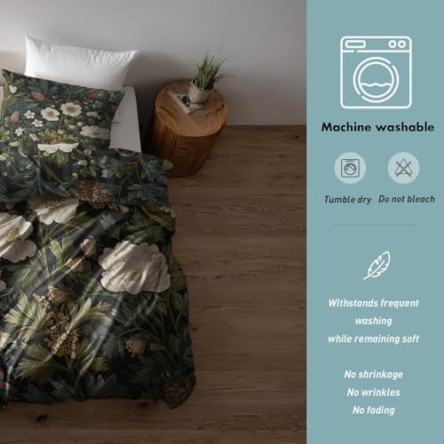 Botanical Duvet Cover King Size, Soft Microfiber