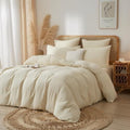 100% Muslin Cotton Cream Duvet Cover Twin Set Fluffy Solid Bedding