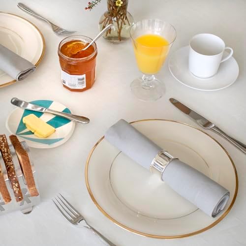 Huddleson Ivory Linen 90” Round Tablecloth Luxury Italian Linen