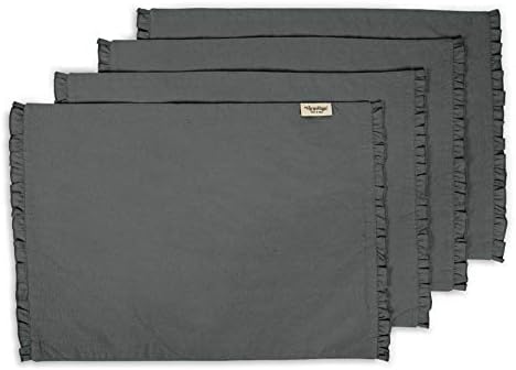 Gray Home Decor Washable Dining Table Mats Reversible Cotton Flex