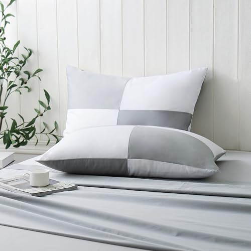 Two-Tone Pillow Cases Queen Size, 600 TC 100% Cotton Color-Block