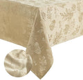 Elegant Woven Leaves Jacquard Damask Tablecloth, Taupe - 60" W x 102"