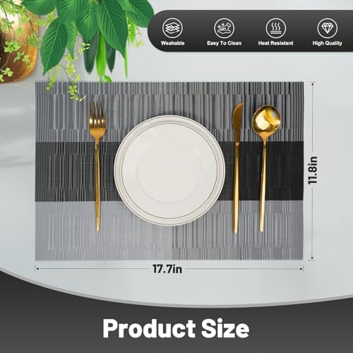 Placemats Set of 8,Non-Slip PVC Weave Table Mats Easy to Clean,Heat