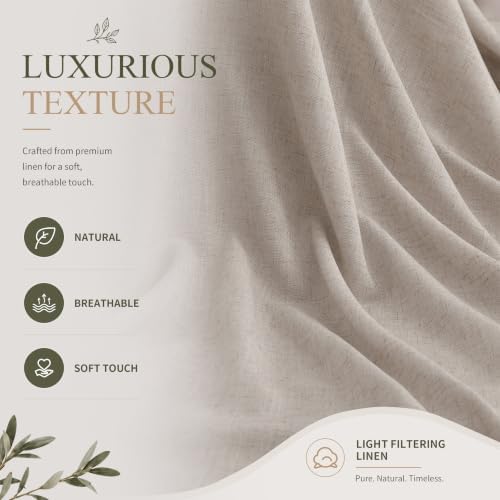 Hokibero Oatmeal Linen Curtains 84 Inches Long for Living Room 2