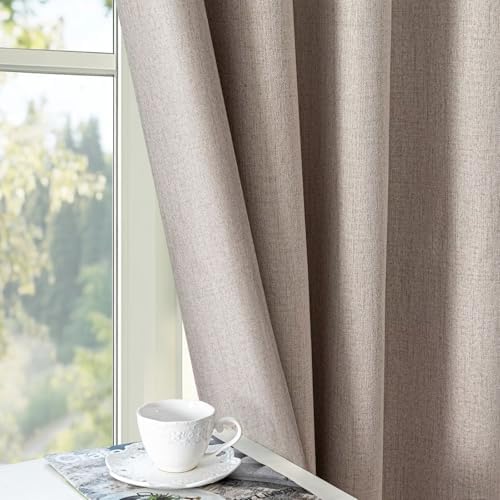 Blackout Curtain for Bedroom Rod Pocket(W52 x L108,Light Beige)