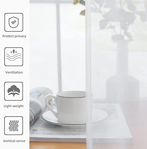 youleyar Solid Sheer Rod Pocket Curtain Voile Draperies 2 Panels White