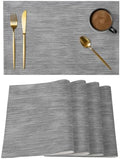 Gray Solid Color Placemats Set of 8,Cotton Linen Fabric Place