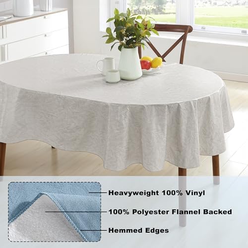 Newbridge Napa Leaf Beige Vinyl Flannel Backed Tablecloth