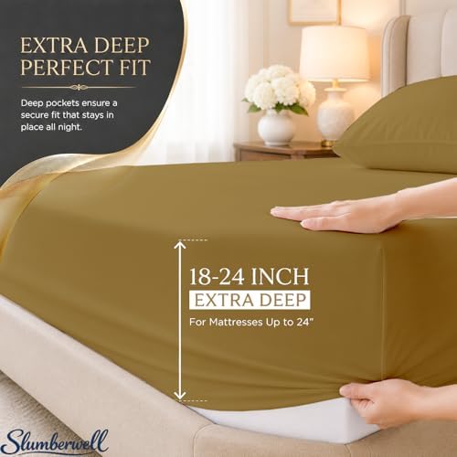 Short Queen Sheet Set 4-Piece Microfiber Extra Deep Pocket Taupe