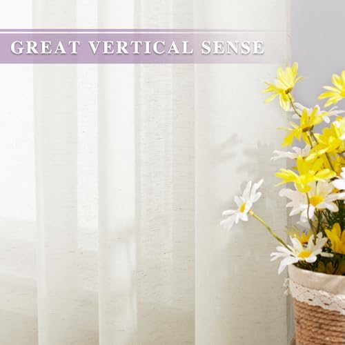 NICETOWN Semi Sheer Curtains 84 inch Length 2 Panels, Grommet Retro