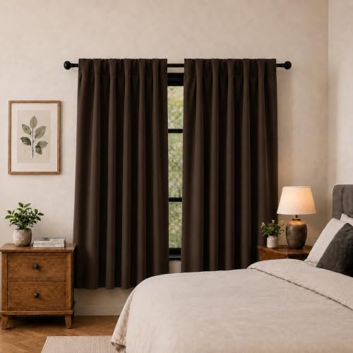 Blackout Window Curtains Thermal Darkening 2Panels Dark Brown-70"x72"