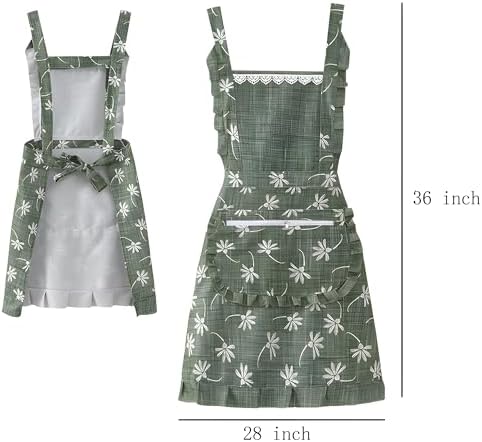 Stylish Women's Apron-Soft Cotton-Linen Cute Kitchen Apron with