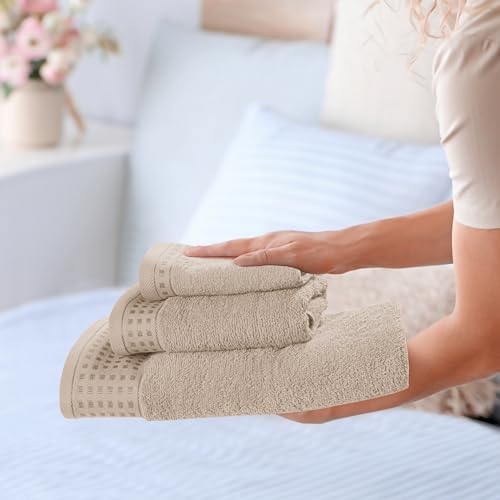 GLAMBURG Ultra Soft 3 Pack Cotton Towel Set, Contains a Bath Towel