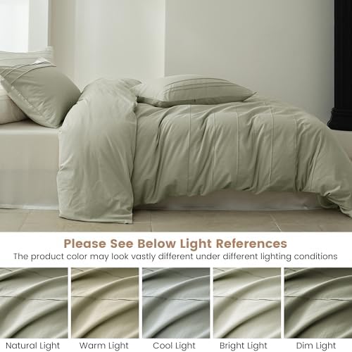 BISELINA 100% Washed Cotton Duvet Cover Set – Soft & Cozy Summer