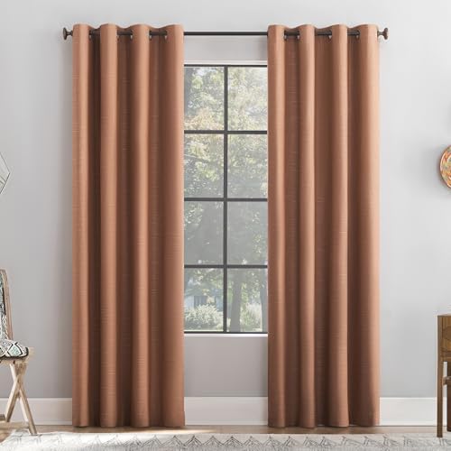 Archaeo Textured Linen Blend Grommet Top Curtain, 50" x 84", Pecan
