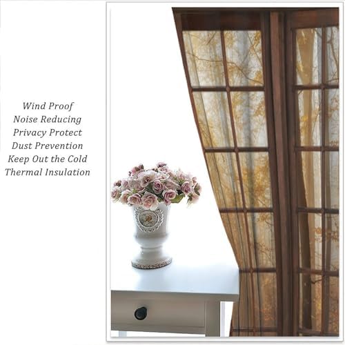 Landscape Blackout Curtains, Fall Misty Forest Nature 3D Landscape