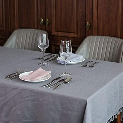 Linen Tablecloth - 60 x 108 Inch Taupe Grey, Rectangle/Oblong Table