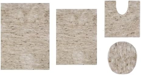 Royal 4-Piece Microfiber Bath Rug Set, Non-Slip Rubber Backing