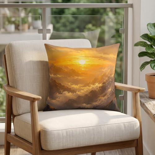 24 x 24 Pillow Covers Set of 2, Mountain Landscape Decorative Throw