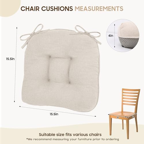 D-Shaped Chair Cushions, 4" Thick Dining Chair Pads Machine-Washable