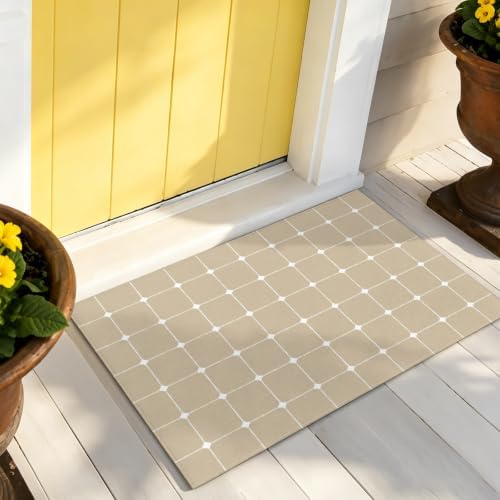 Taupe Gingham Door Mat Indoor Welcome Mats Front Door Mat Outside