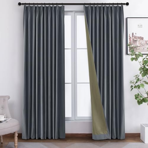 Macochico Full Blackout Velvet Curtains Full Light Blocking Drapes for