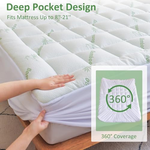 Cooling Mattress Topper Queen – Extra Soft Pillow Top Mattress Pad