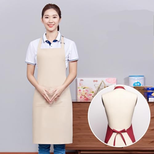 100% Cotton Adjustable Bib Apron with 2 Pockets Cooking Kitchen Aprons