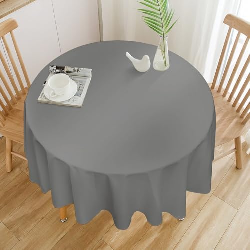 Grey Solid Color Classic Elegant Tablecloth Washable Dinng Table