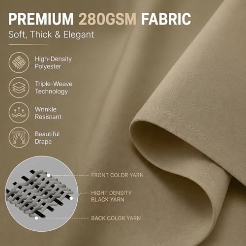 Simplebrand Taupe Blackout Curtains 84 Inch Length 2 Panels Set for