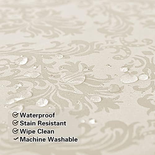SASTYBALE Jacquard Tablecloth Rectangle 52 x 70 Inch Beige Spill Proof