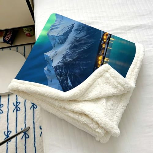 Polar Night Double-Layer Reversible Sherpa Throw Blanket 60”x 80”