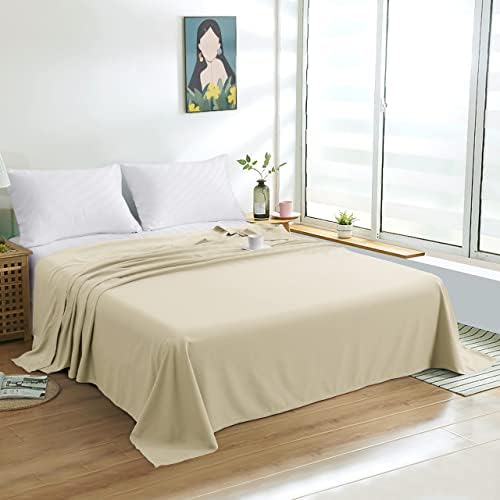 One Piece Flat Sheet Egyptian Cotton Oversized Size (Solid Beige)