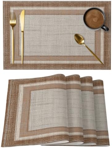 Concentric Frames Placemats Set of 12, 13''x19'' Washable Rectangular