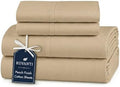 RUVANTI 100% Cotton Full Sheet Set, Percale Full Size Sheets, Olive