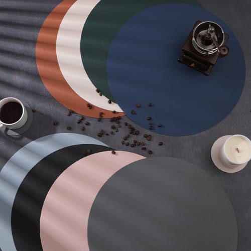 Myir JUN 15 Inches Round Placemats Set of 6 Faux Leather Place Mats