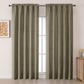 Chyhomenyc Faux Linen Curtains 96 Inches Long 2 Panels, Brown