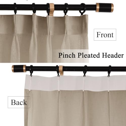 Fcosie Pinch Pleat Linen Textured Sheer Drape 108 Inches Long for