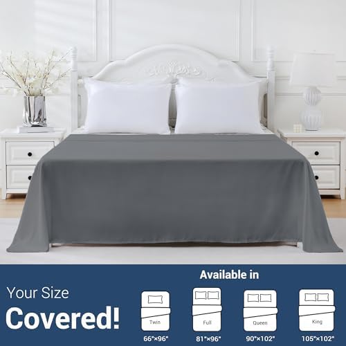 CULVE Full Microfiber Flat Sheet Only, 1 Pack (81x96,Dark Gray)