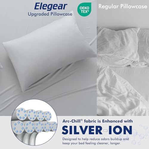 Elegear Silver Ion Cooling Pillowcase Gray 20" x 26" and Silver Iron