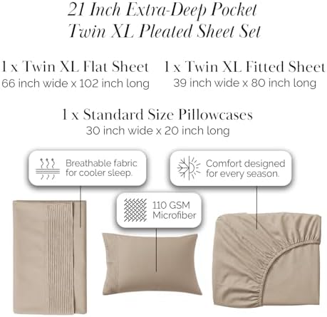 SouthShore Fine Living Vilano Pleats, 3-Piece, 21-Inch Extra Deep