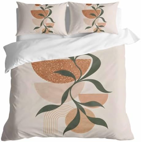 Middle Century Boho Duvet Cover Queen Size, Bohemian Abstract Modern