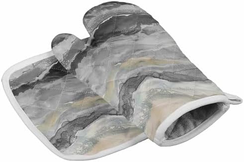 Quilted Cotton Terry Cloth Oven Mitt, Pot Holder Ocean Waves Beach