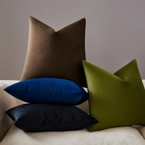 JUSPURBET Decorative Velvet Throw Pillow Covers 20x20 Set of 2,Brown